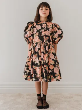 Vintage Bloom Print Babydoll Dress in Poplin, 1228 Series