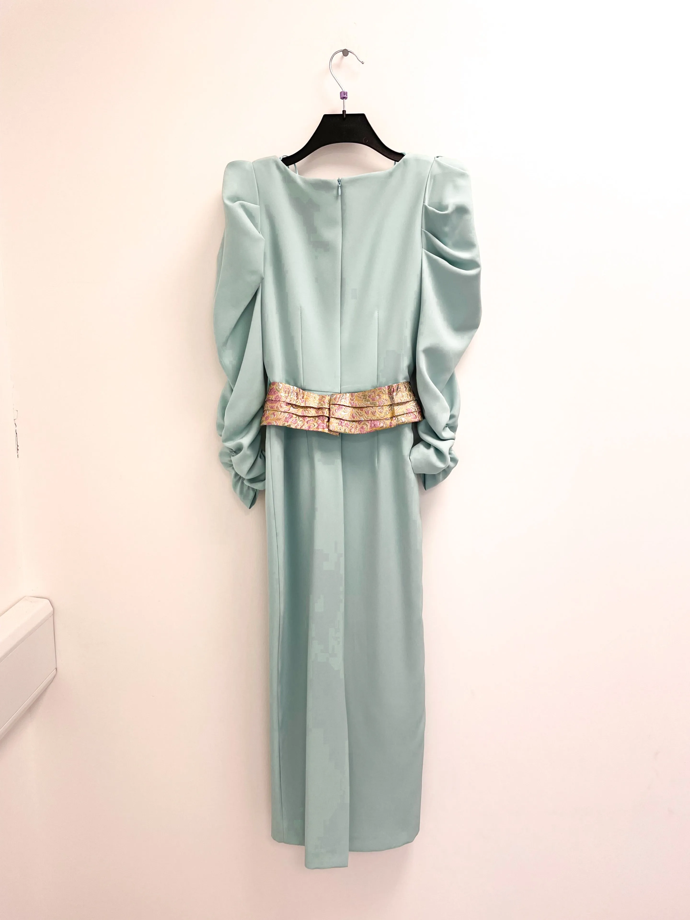 4-A1441 Vene Mint Puff Shoulder Dress