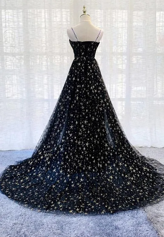 A Line Stars Long Prom Dresses, 2021 Girl Graduation Party Dresses, Popular Evening Prom Dresses