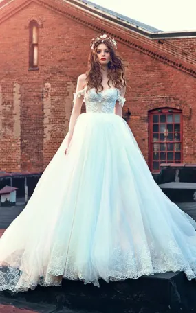 Adorable Ball Gown Off-The-Shoulder Wedding Dress With Lace Top-713767