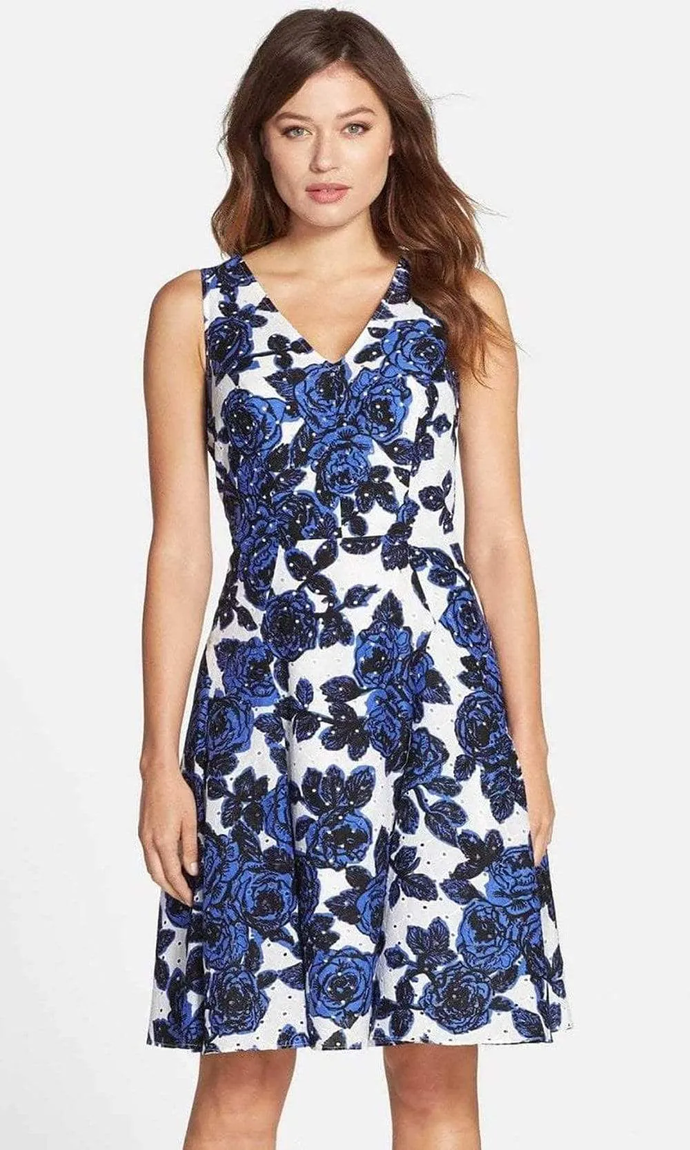 Adrianna Papell - 12249891 Strappy Floral V Neck Cocktail Dress - 1 Pc IVORY MULTI in Size 18W Available