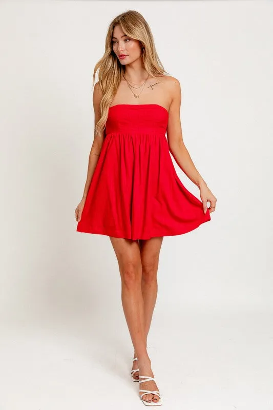 Alimia Babydoll Tube Dress (Red)