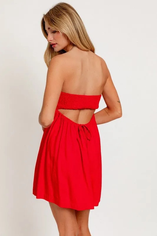 Alimia Babydoll Tube Dress (Red)