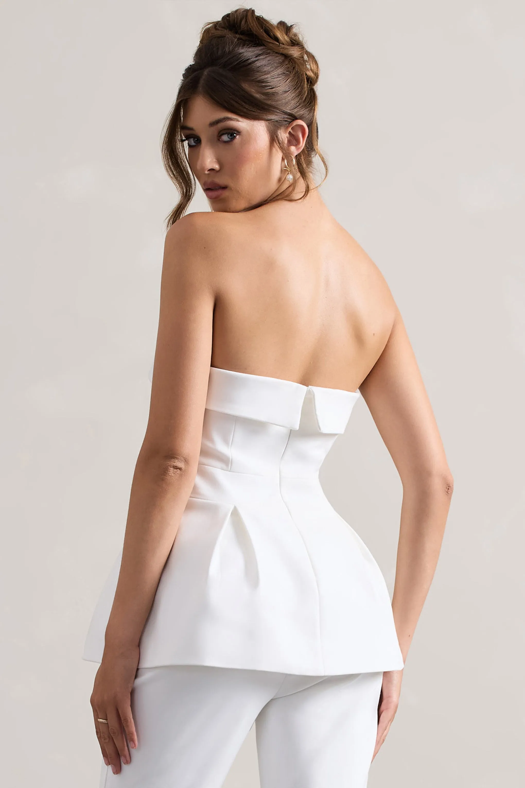 Arrow | White Strapless Tailored Top