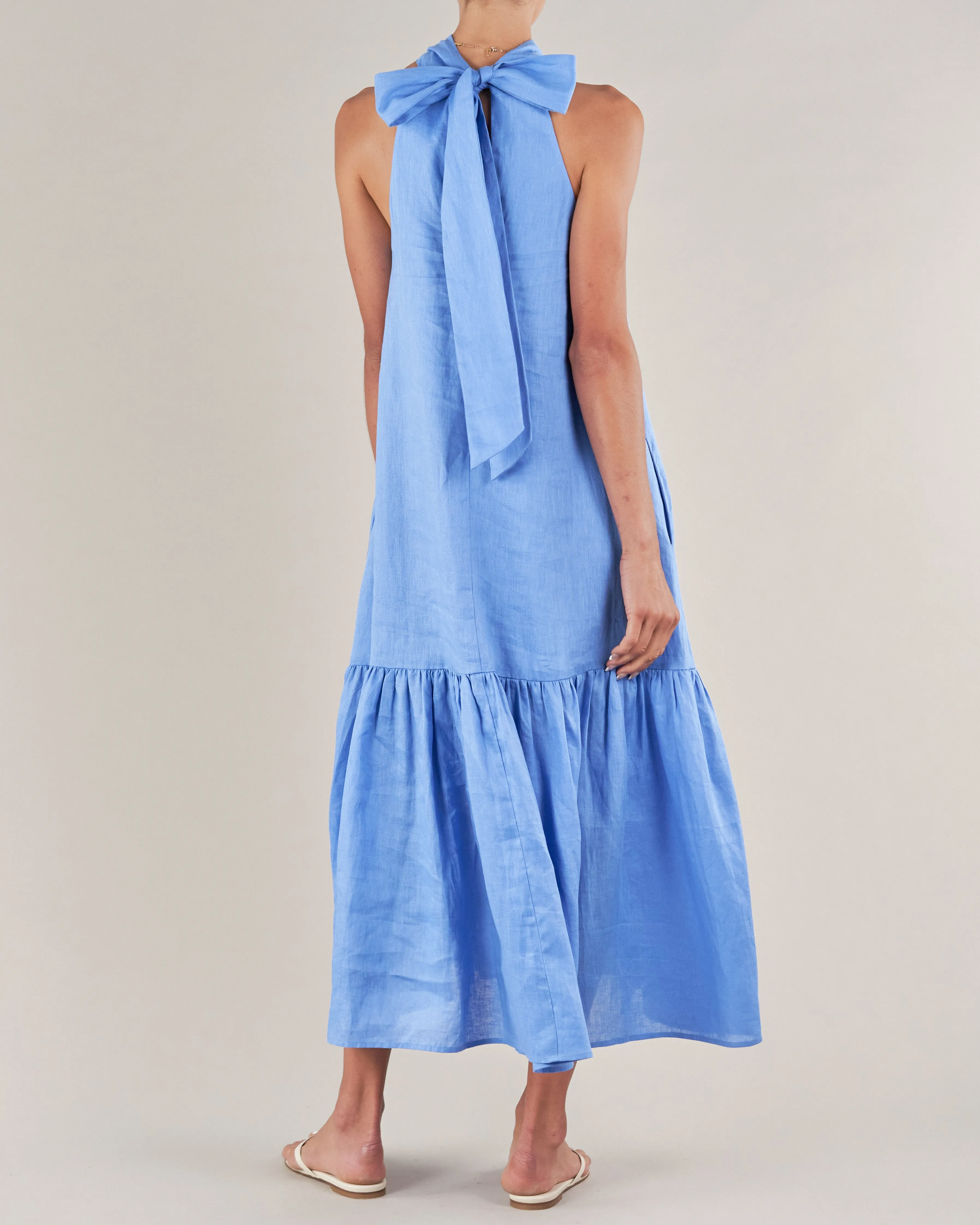 Aruba Linen Tie-Neck Dress