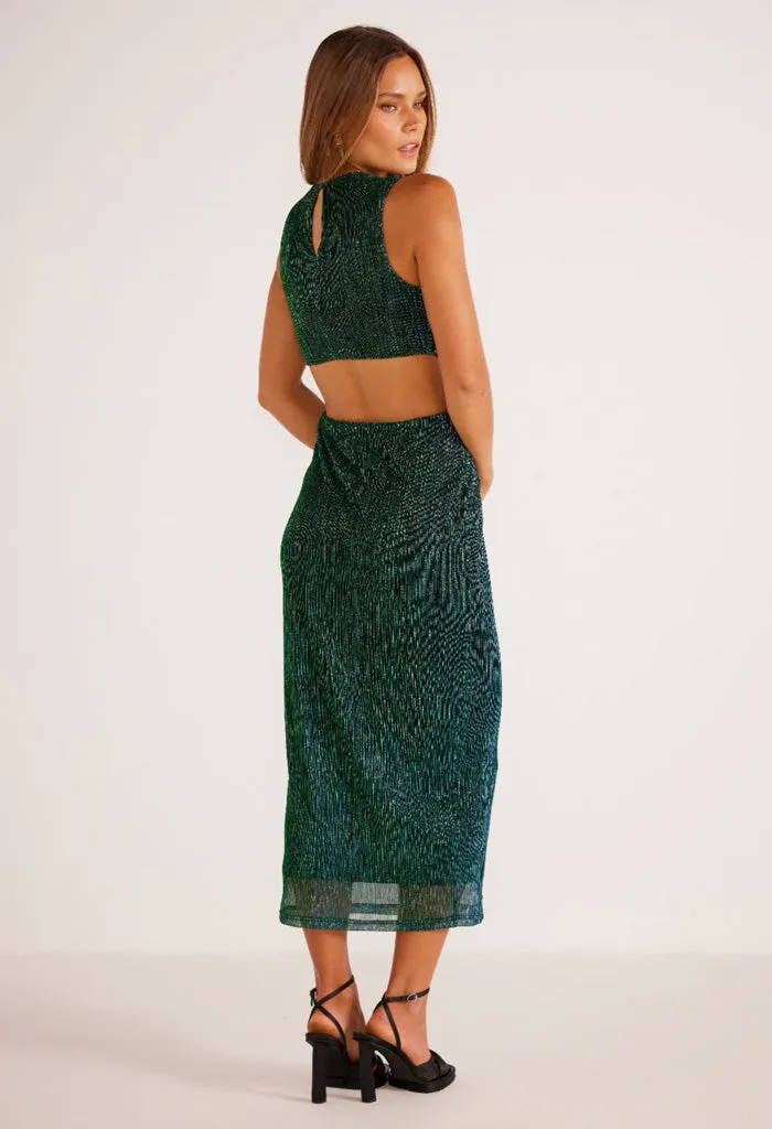 Astrid Cutout Midi Dress-Emerald