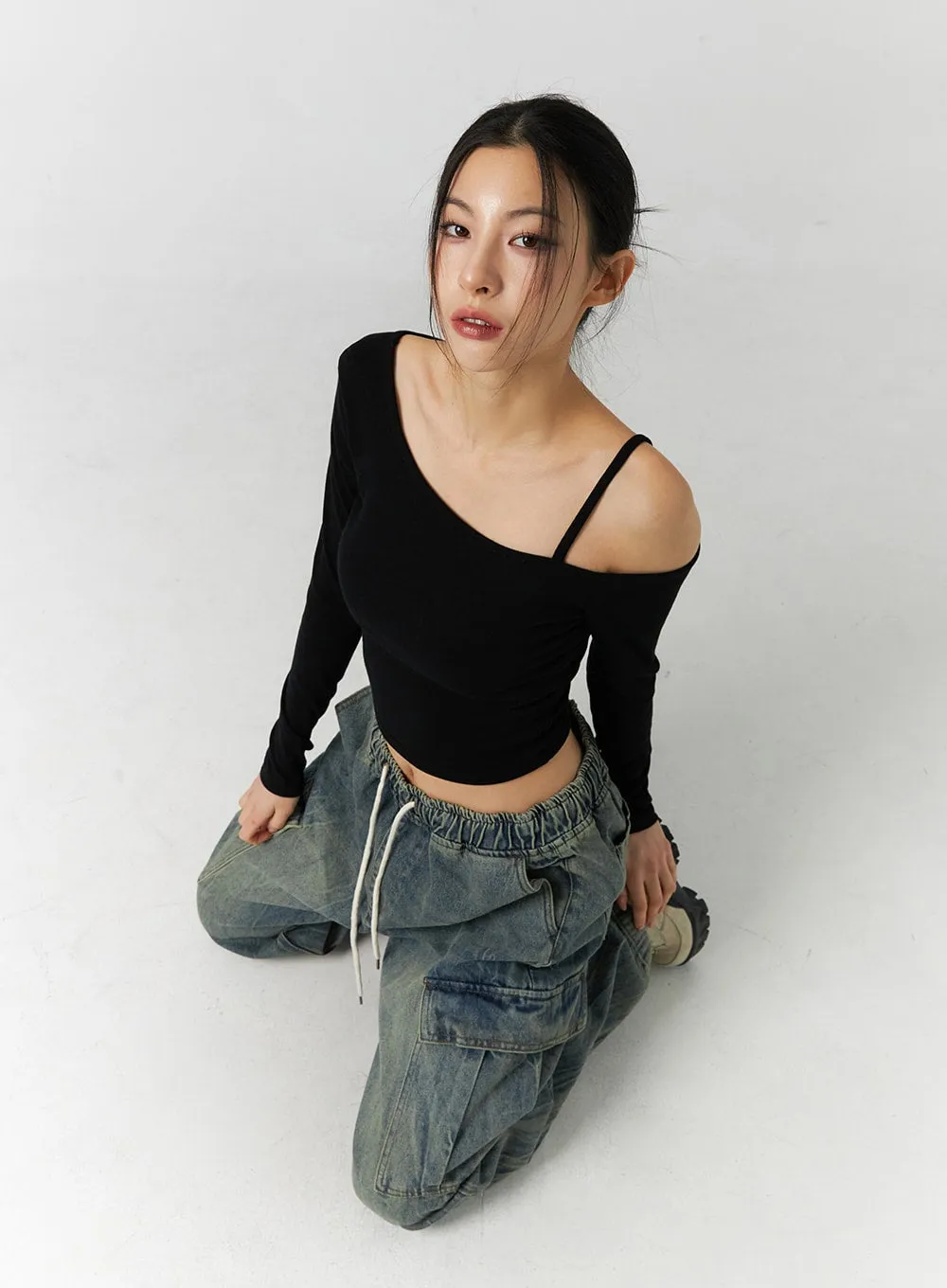 Asymmetrical One-Shoulder Crop Top ID306