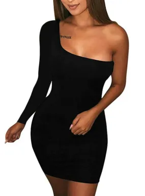 BASIC ONE SHOULDER TANK TOP BODYCON DRESS