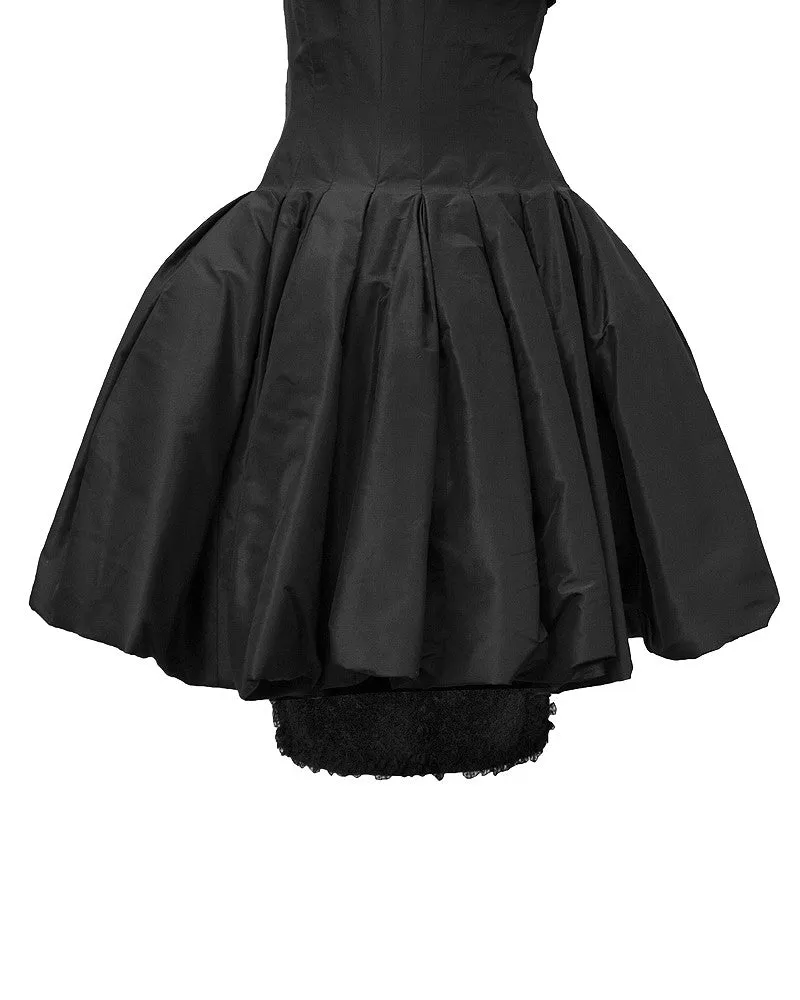 Black Silk Dress with Lace Bodice