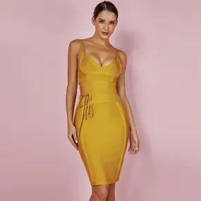 Bodycon  V Neck Spaghetti Bandage Dress