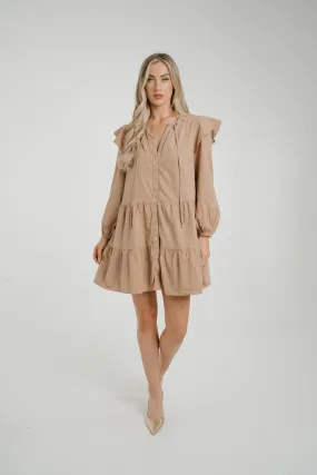 Caitlyn Tiered Shirt Dress In Mocha