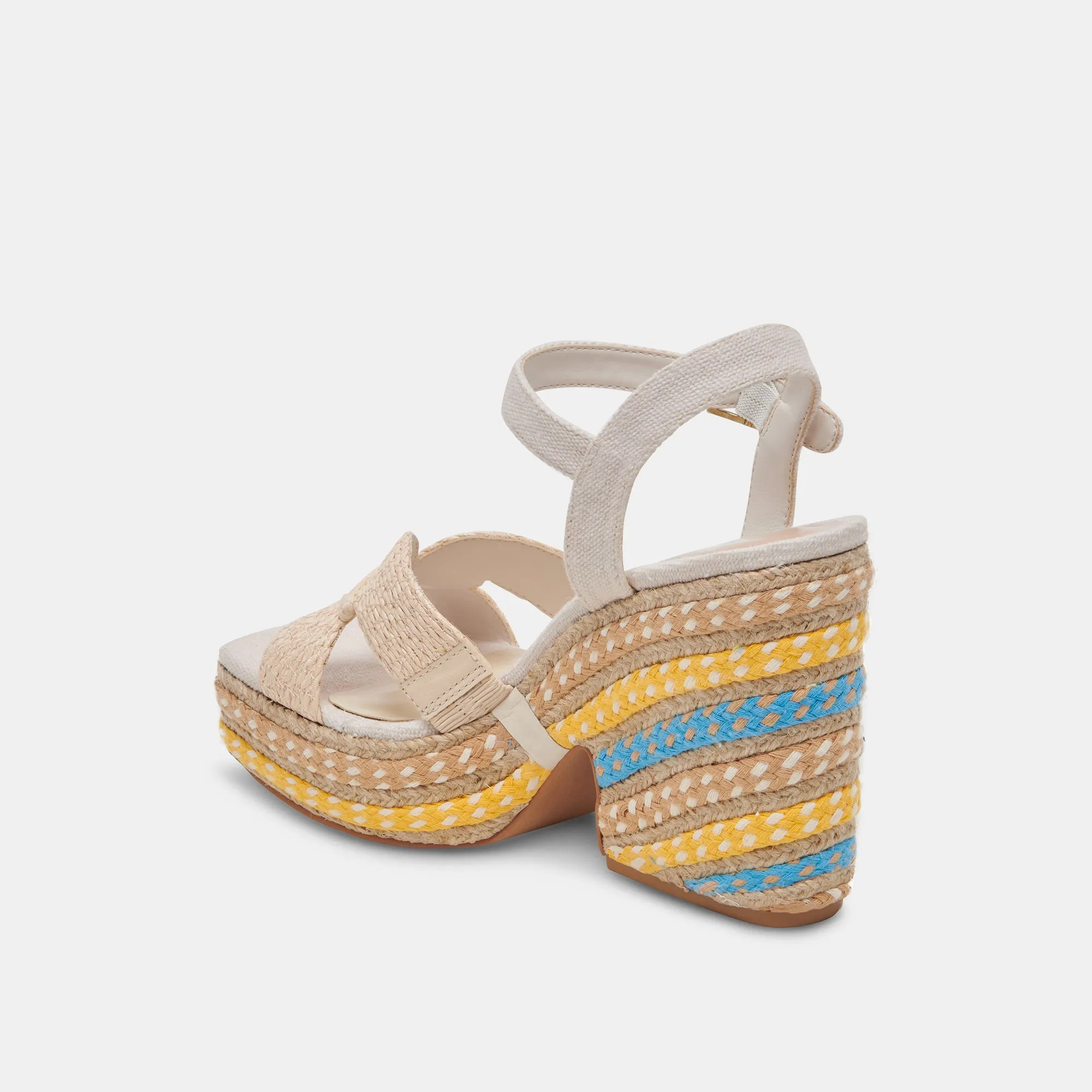 CALE HEELS CITRUS MULTI RAFFIA