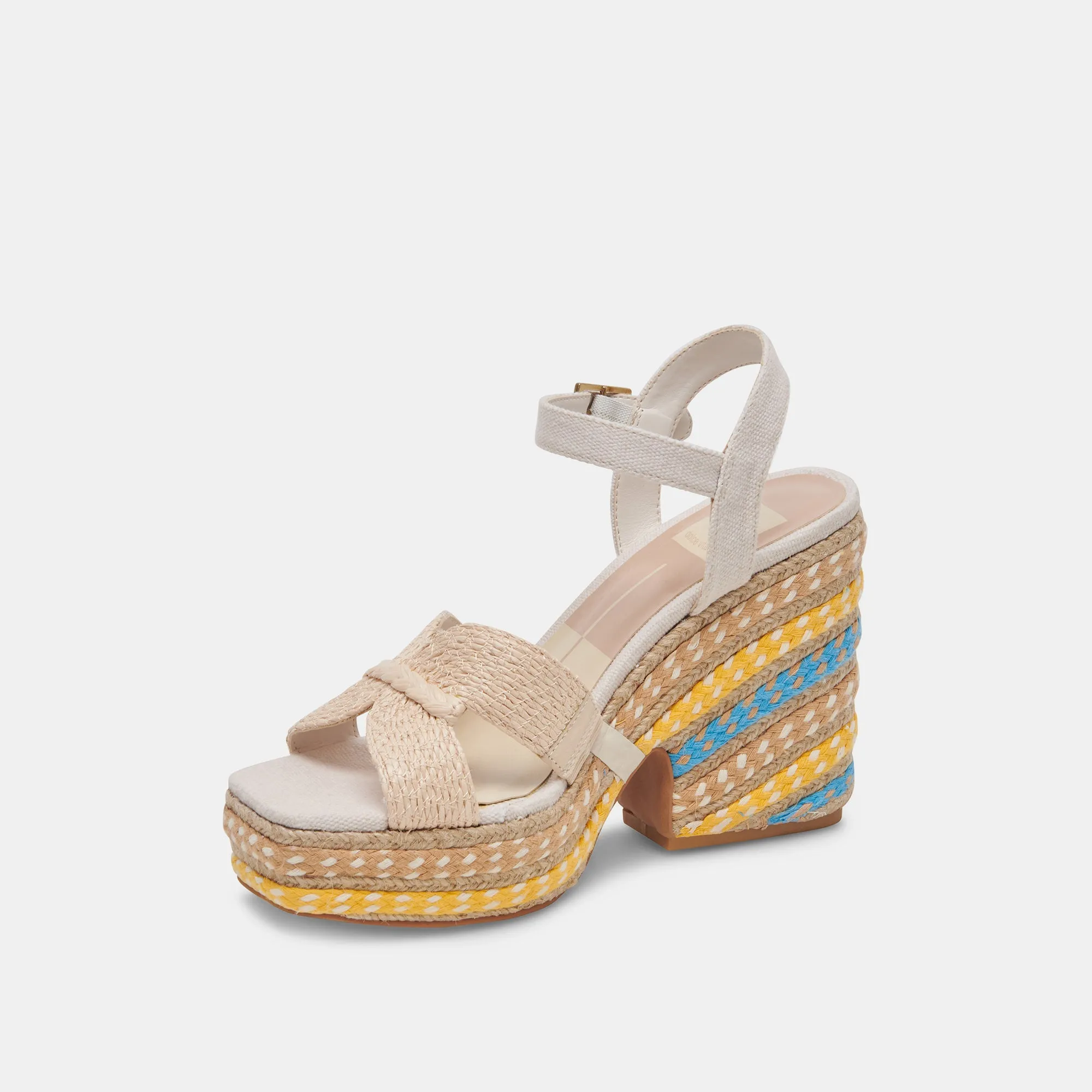 CALE HEELS CITRUS MULTI RAFFIA