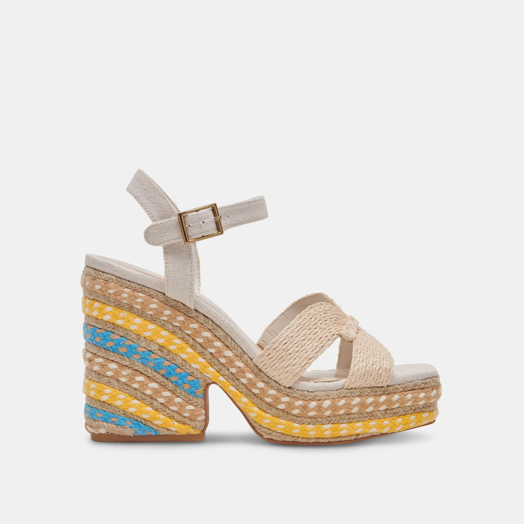 CALE HEELS CITRUS MULTI RAFFIA