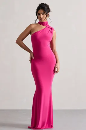 Capucine | Pink One Shoulder Draped Maxi Dress