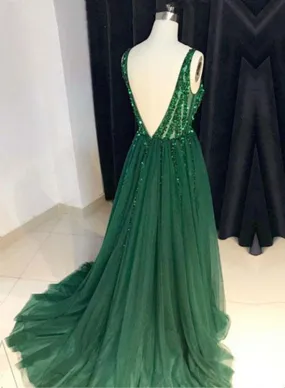 Deep Green Prom Dress, Evening Dress, Winter Formal Dress, Pageant Dance Dresses, Graduation School Party Gown, PC0054