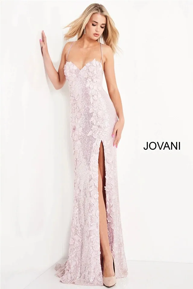 Demetria | Sweetheart Neck Floral Sequin Gown | Jovani 06109