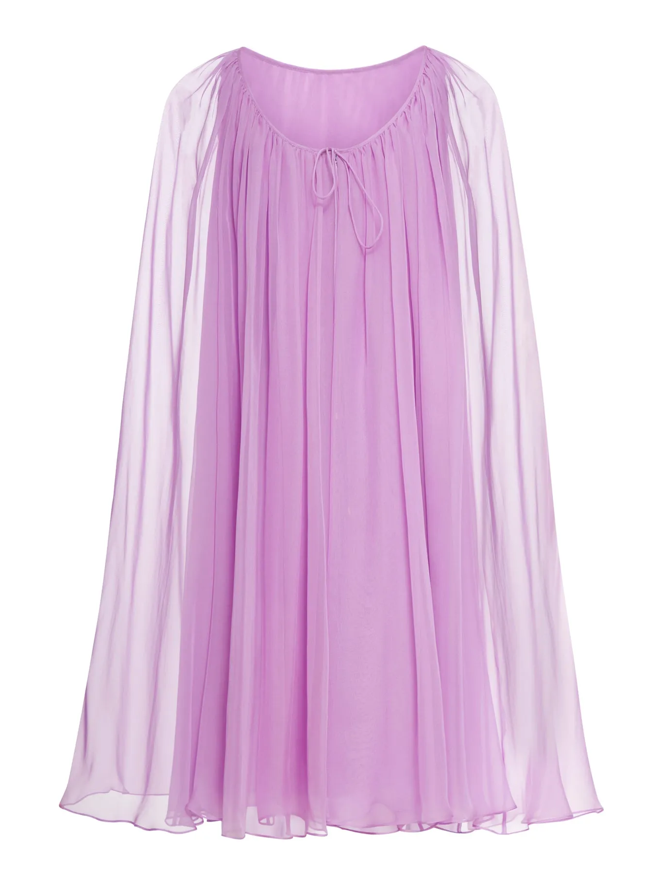 Flared dress in silk chiffon