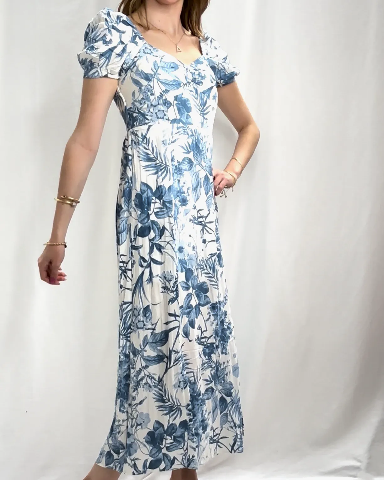 Floral Print Dress - Blue