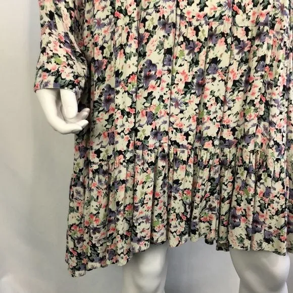 GANNI Floral Print Peasant Dress