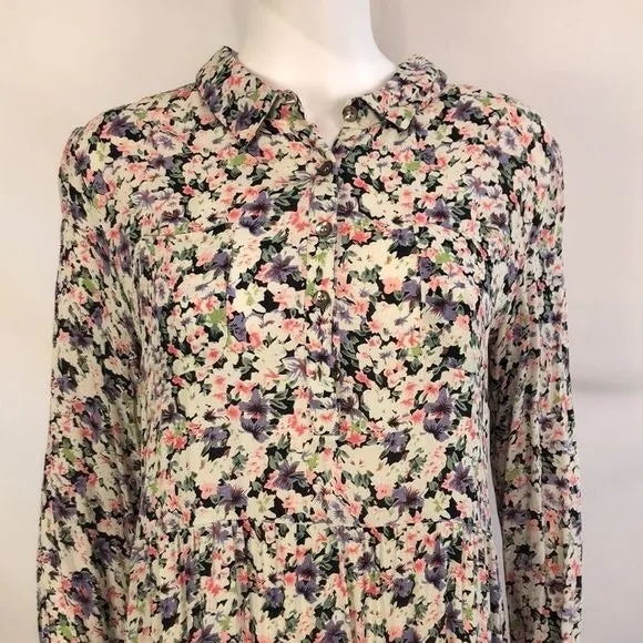 GANNI Floral Print Peasant Dress