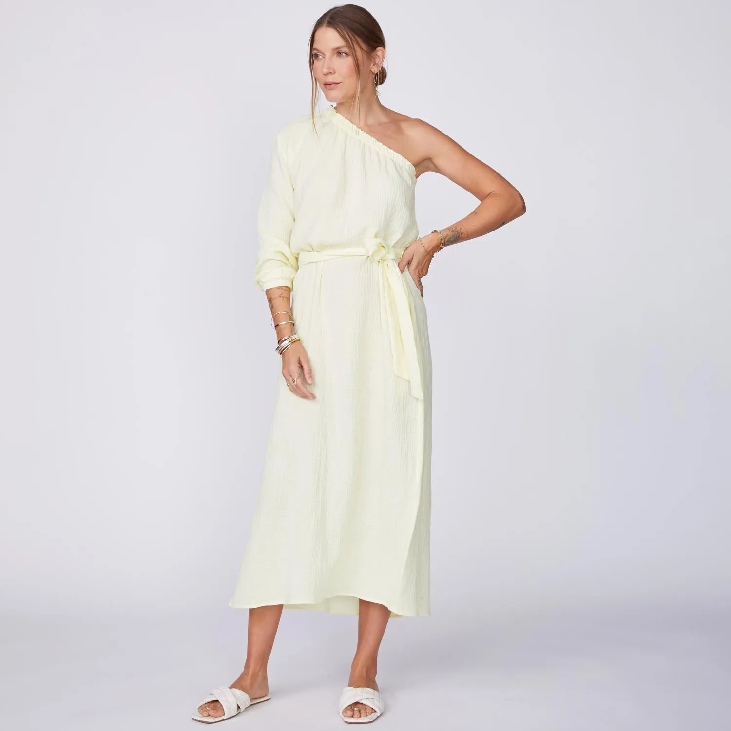 Gauze One Shoulder Dress