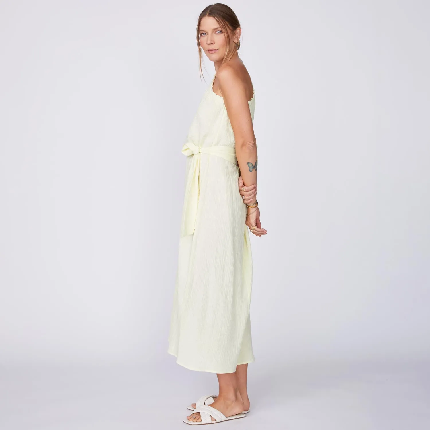 Gauze One Shoulder Dress