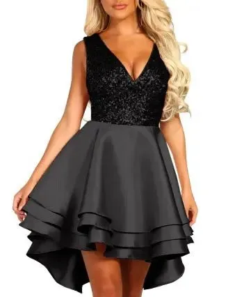 Heart Breaker Sequin Multi Layer Skater Dress