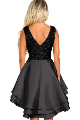 Heart Breaker Sequin Multi Layer Skater Dress