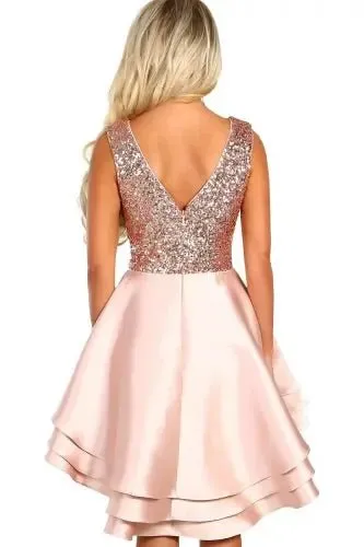 Heart Breaker Sequin Multi Layer Skater Dress