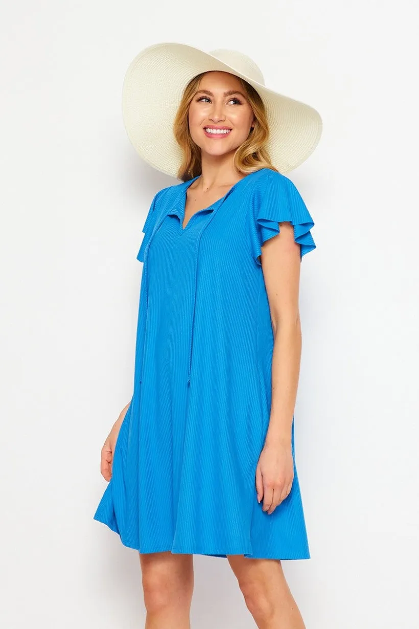 Honeyme Blue Dress with Ties