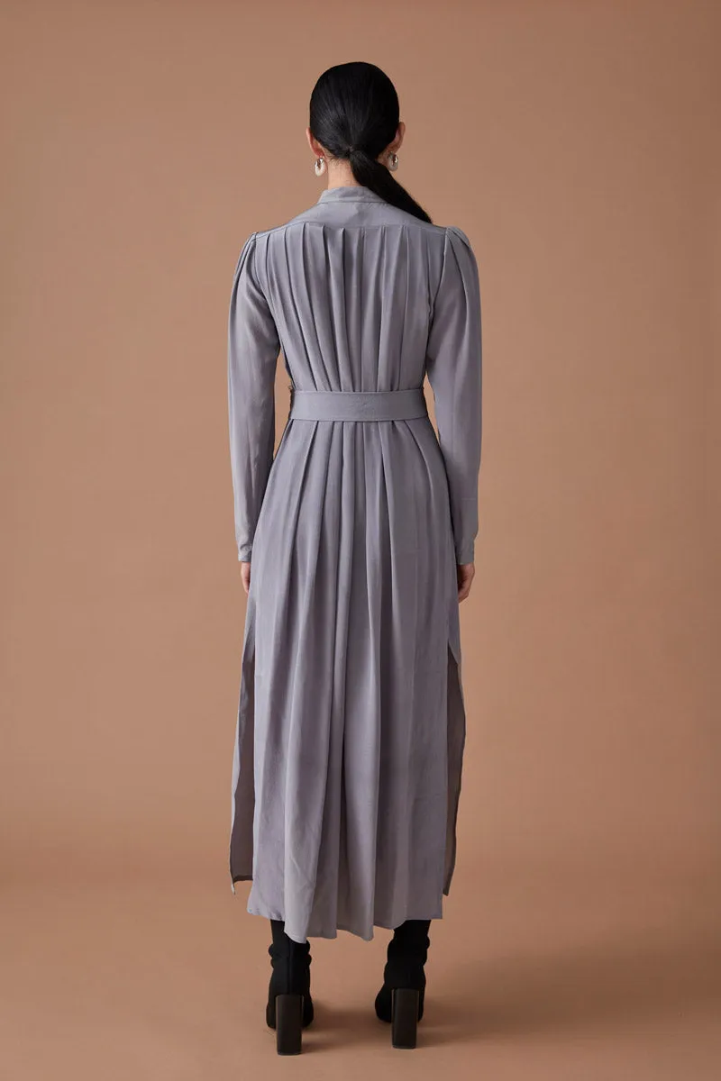 INDIRA SHIRT DRESS - SILVER GREY