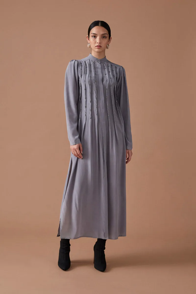 INDIRA SHIRT DRESS - SILVER GREY