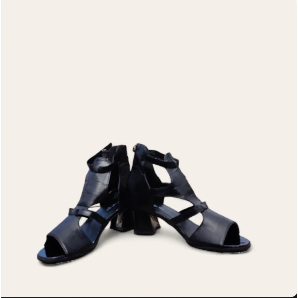 INSTOCK- BLACK PU LEATHER SANDAL