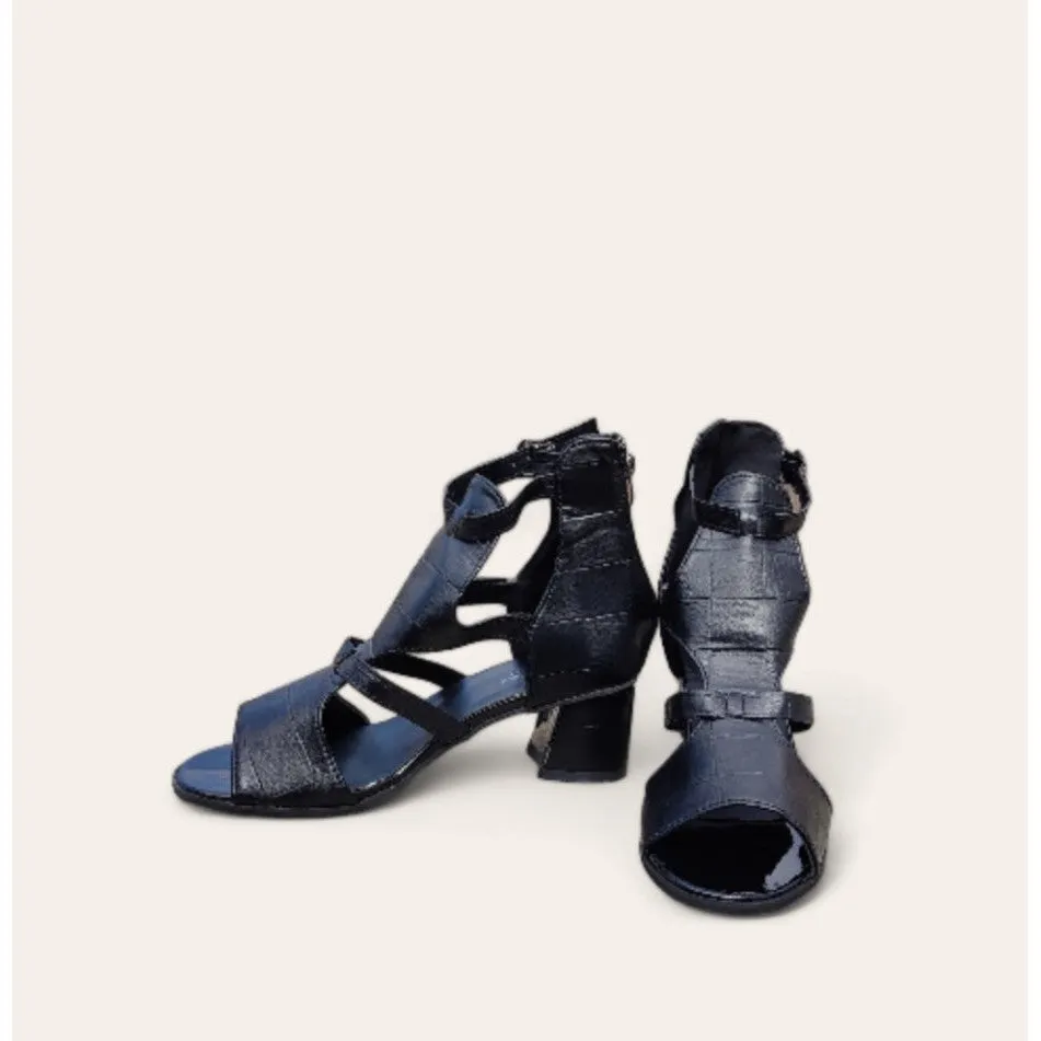 INSTOCK- BLACK PU LEATHER SANDAL