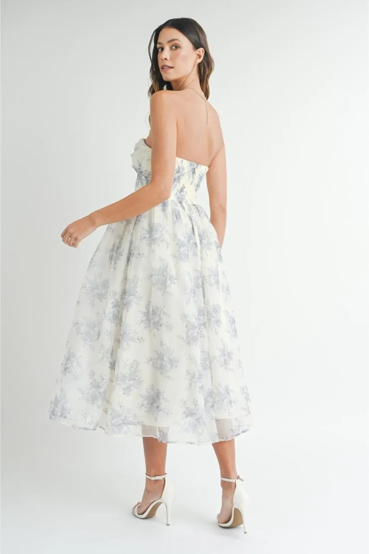 Irene Sweetheart Organza Midi Dress