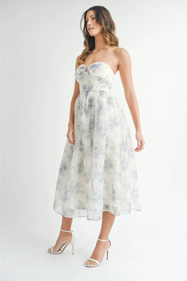 Irene Sweetheart Organza Midi Dress