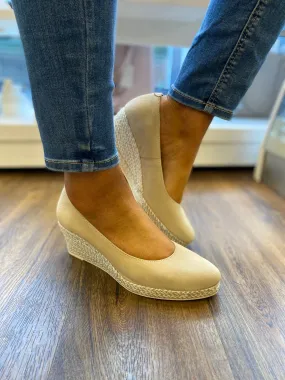 JOSE SAENZ NUBUCK ESPADRILLE WEDGE 6019-A-BEIGE