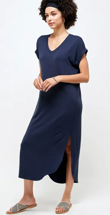 Joss V-Neck Dress in Navy