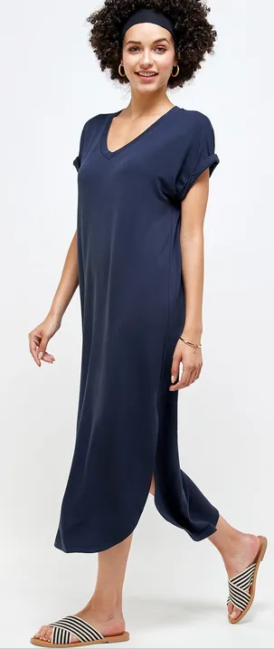 Joss V-Neck Dress in Navy