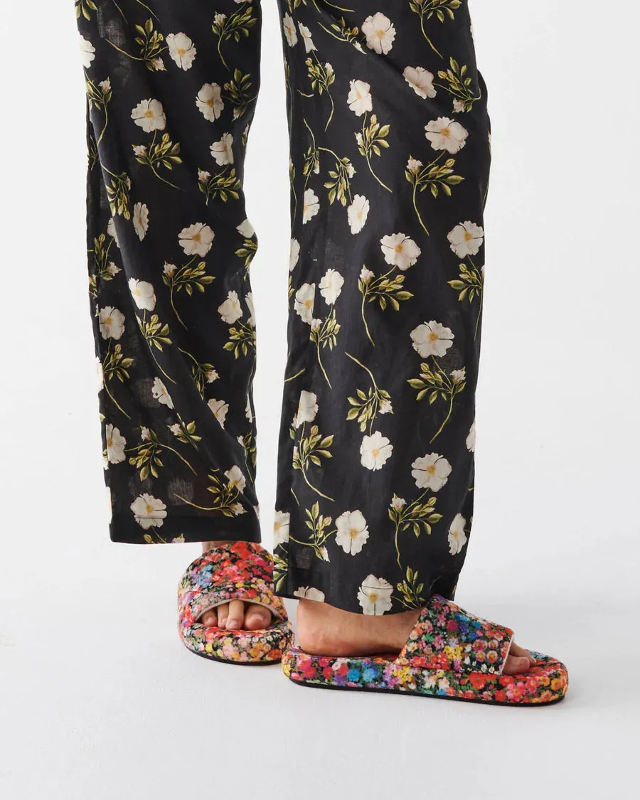 KIP & CO LADIES | Forever Floral Black Quilted Velvet Slippers