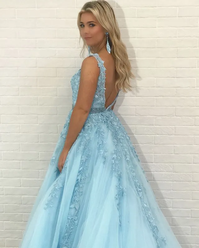 Lace Prom Dress Deep V Back Winter Formal Dress Pageant Dance Dresses Back To School Party Gown, PC1022