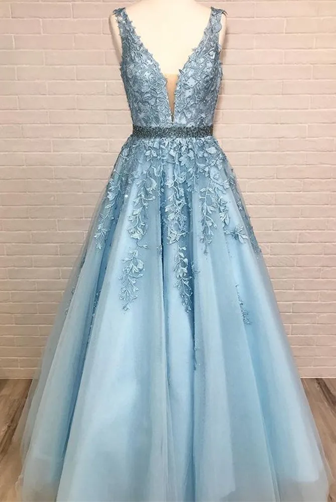 Lace Prom Dress Deep V Back Winter Formal Dress Pageant Dance Dresses Back To School Party Gown, PC1022