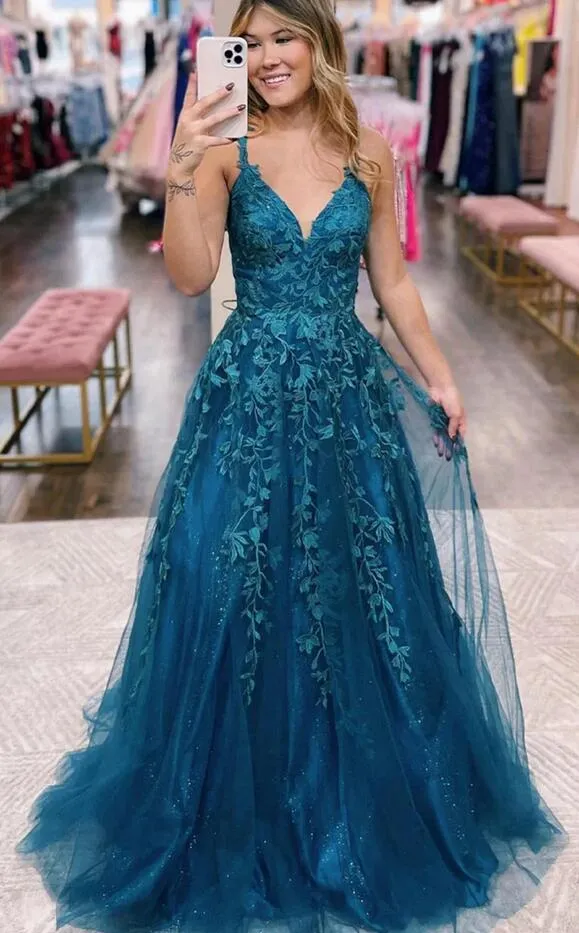 Leaf Lace Long Prom Dress PC1313