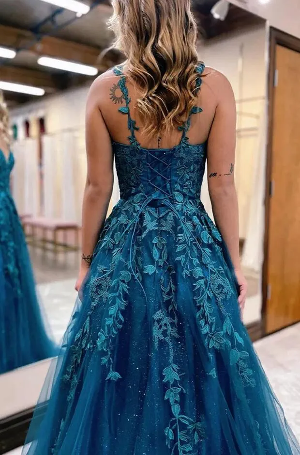 Leaf Lace Long Prom Dress PC1313