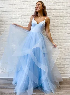 Light Blue Prom Dress, Prom Dresses, Evening Dress, Dance Dress, Graduation School Party Gown, PC0345