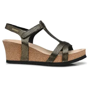 Liviane Full Grain Metallic Leather Women's Strappy Wedge Sandals