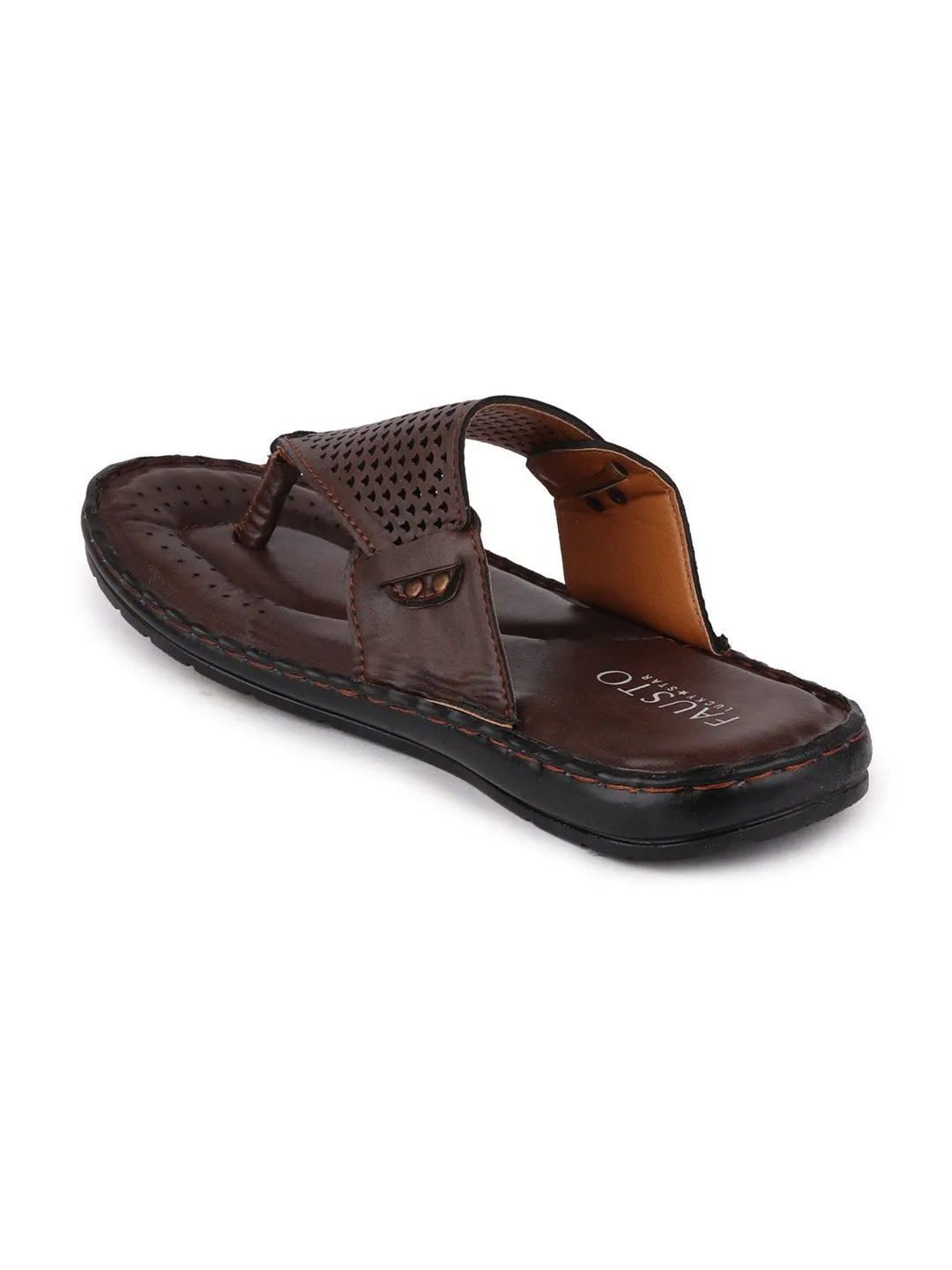 Men Brown Formal Slip-On Slippers