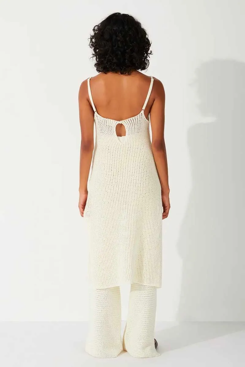 MILK COTTON CROCHET DRESS-MILK