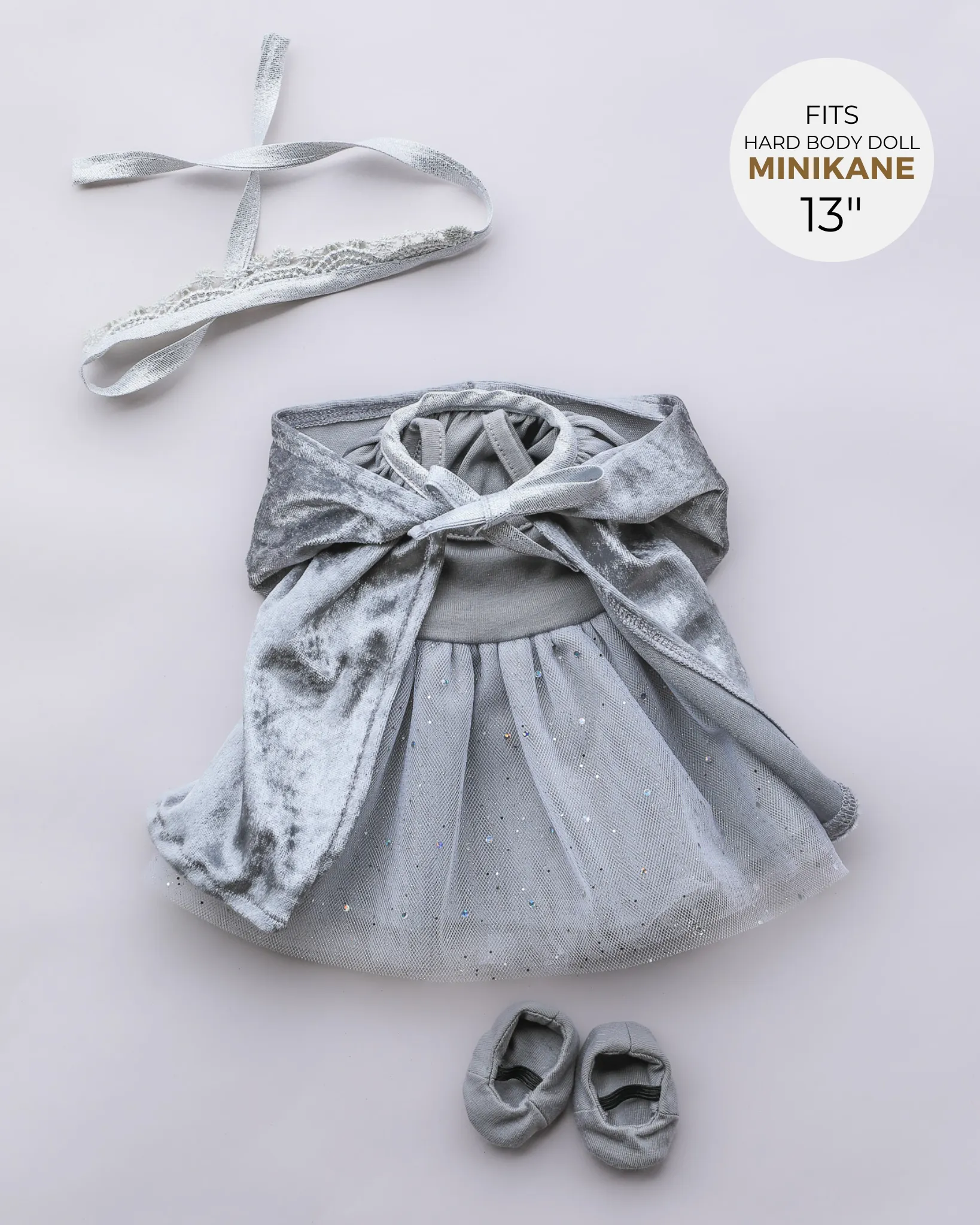 Minikane Doll Clothes | Princess Doll Tutu Outfit - Silver